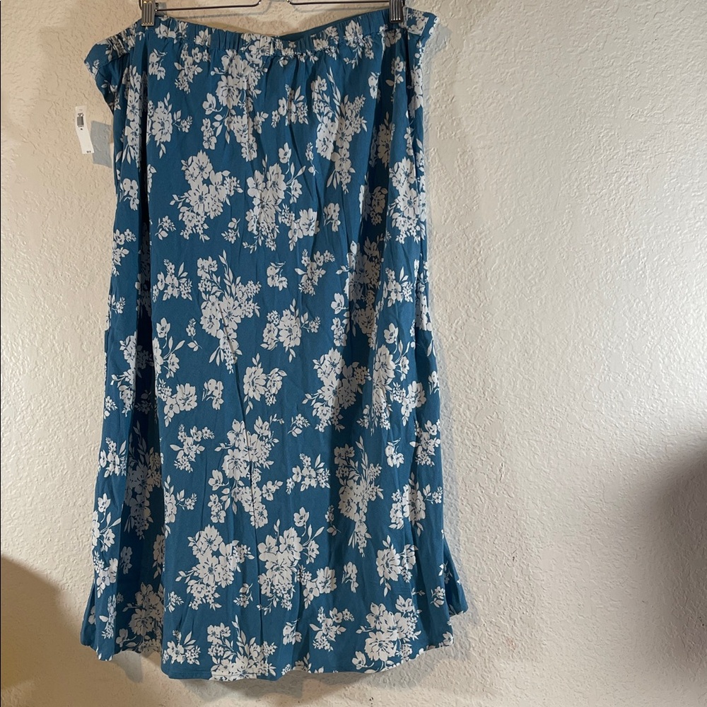 OLD NAVY Crepe A-Line Midi Skirt Blue Floral Size XXL NEW - Picture 7 of 16